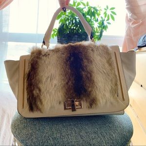 Aldo faux fur top handle satchel bag